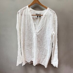 Theory Ivory Lace Detail Blouse